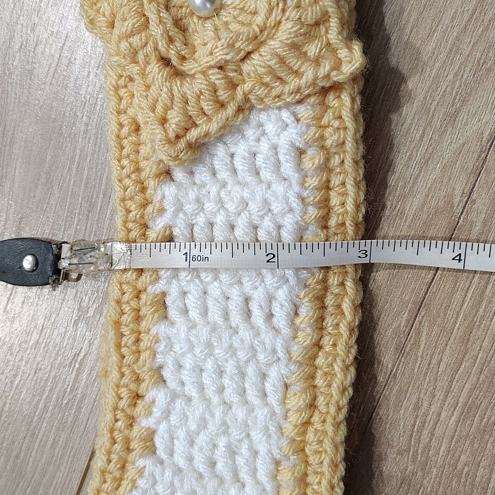 Crochet Headband with Flower Accent,  Handmade Ladies Winter Headband - Picture 5 of 7